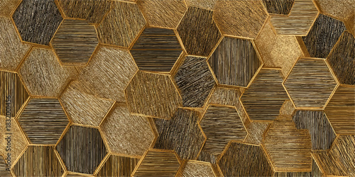 Abstract textured background with hexagonal shapes in earthy tones and natural woven patterns