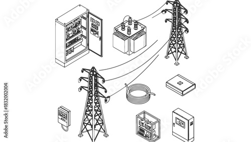 Electrical power grid diagram transmission distribution system