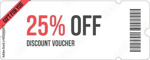 Promotional twenty five percent off gift discount voucher coupon