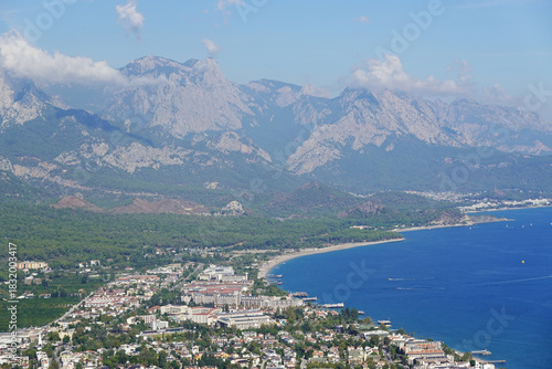 Fototapeta Naklejka Na Ścianę i Meble -  The view of Kemer from Calis mountain, the mountain between Kemer and Camyva, Turkey