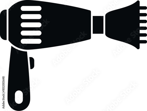Black silhouette of a blow dryer with a diffuser tool for hair styling