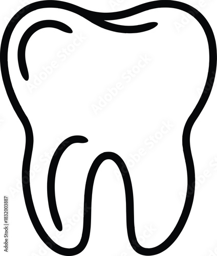 Simple black outline illustration of a human tooth medical icon on white.