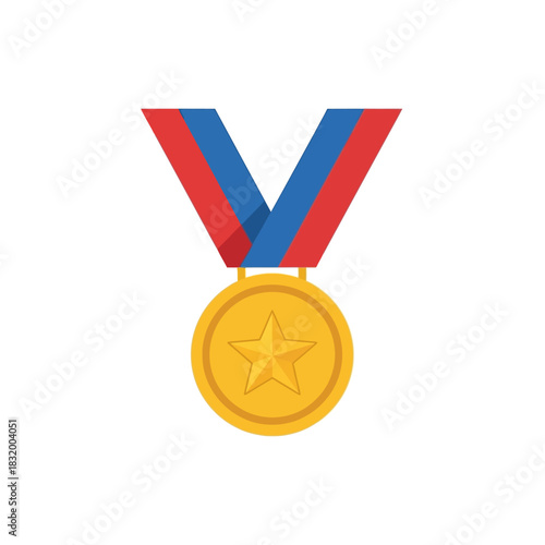 Symbolic achievement award, gold star with patriotic ribbon design, recognition