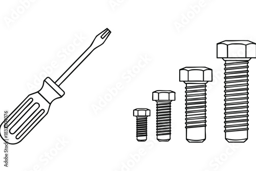 Screwdriver and Bolts Illustration