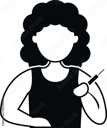 Woman performing a self injection with a syringe, managing her personal healthcare