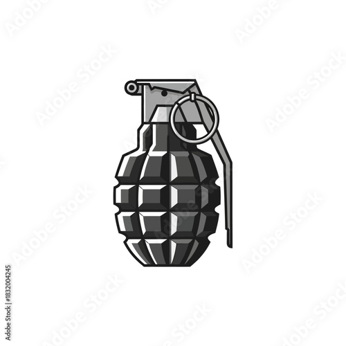 Isolated grenade illustration symbolizing conflict and explosive potential representation