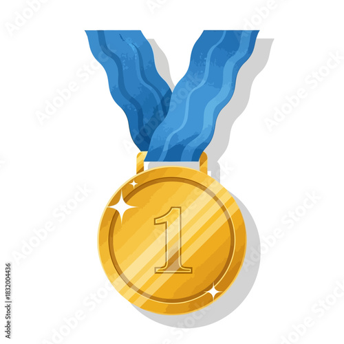 Symbol of Achievement: Golden Medal Illustration Representing Victory and Success in Competition