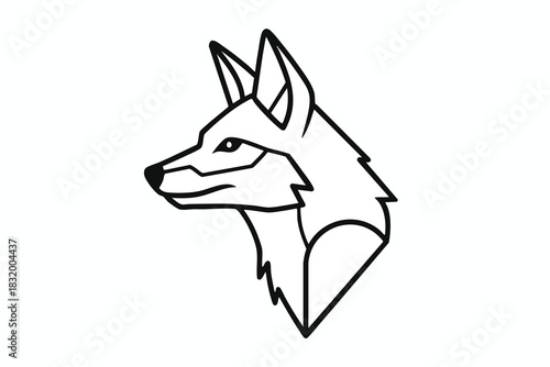 Black and White Illustration of a Wolf s Head