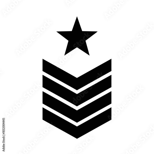 Military rank insignia vector art displaying a star and chevron pattern design symbol