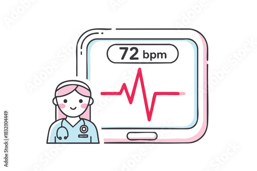 Doctor Monitoring Patient Heart Rate on Smartphone