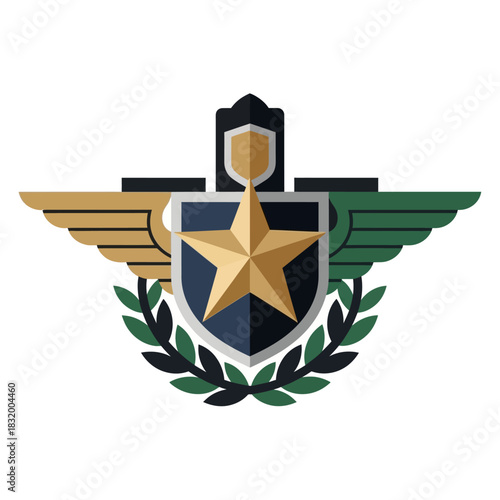 Stylized emblem depicting achievement and prowess, signifying recognition or accomplishment