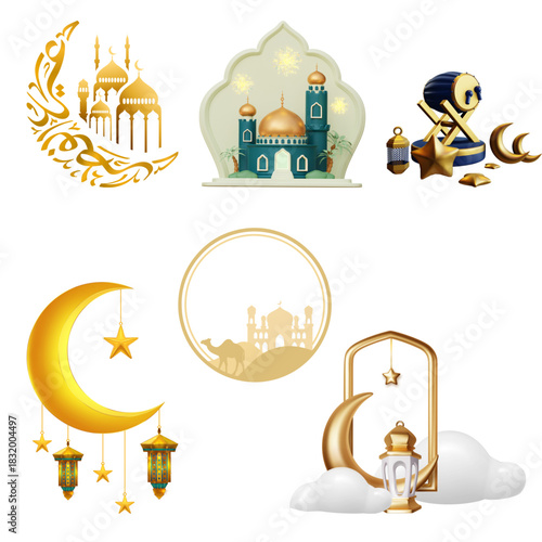 Ramadan Mubarak collection with Islamic symbols perfect for holiday greetings and wishes
