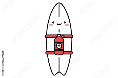 Happy Surfboard with Life Preserver