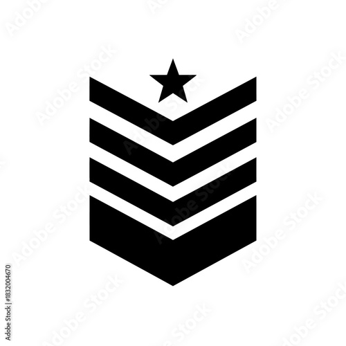 Stylized Chevron Insignia with Star Symbolizing Military Rank or Achievement Icon Concept