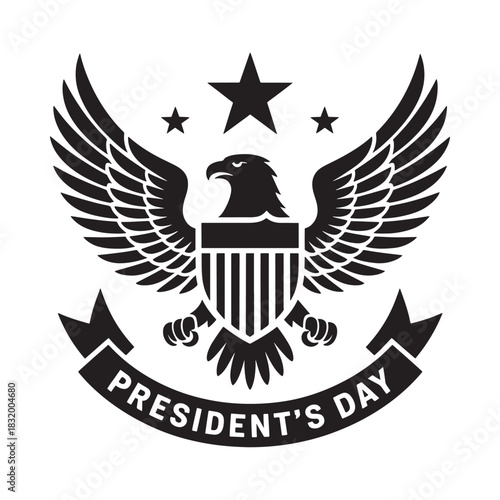 President s day emblem featuring an eagle and american flag shield
