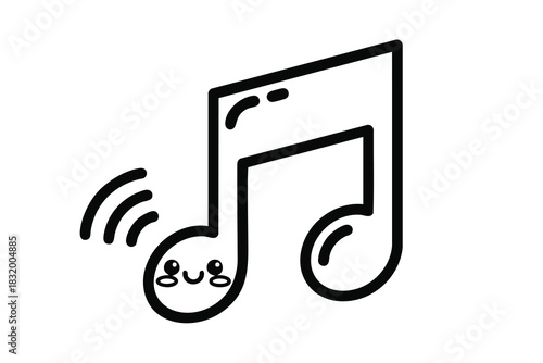 Vibrant Eighth Note Music Symbol with Smiling Face