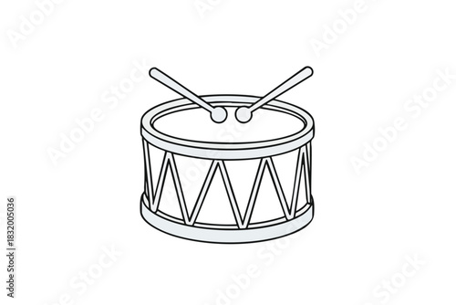 Simple Line Art Drum with Drumsticks