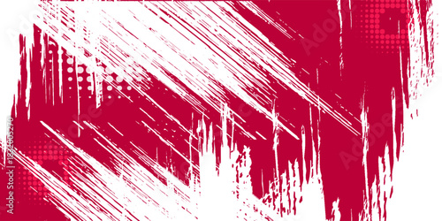 White and red abstract grunge background with halftone style.