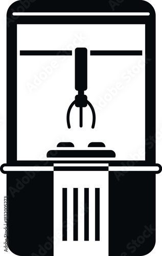 Claw machine with a closed grabber, a popular arcade game concept