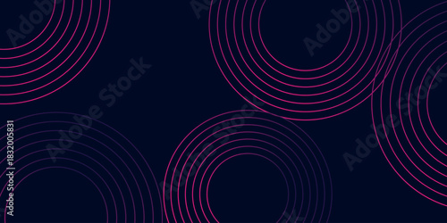 Dark background with glowing abstract circle geometric lines decoration. Modern and futuristic background concept for covers, banners, brochures, certificates and websites. EPS. 3