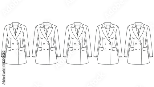 Double breasted blazer fashion illustration technical drawing