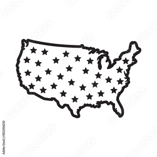 Outline of the united states filled with stars