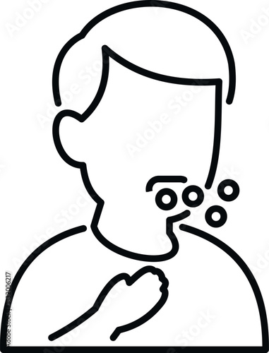 Person coughing with hand on chest representing illness, flu, and infection