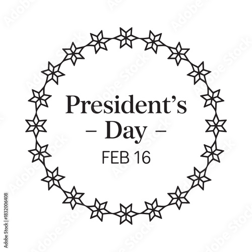 President s day feb 16 decorative wreath design