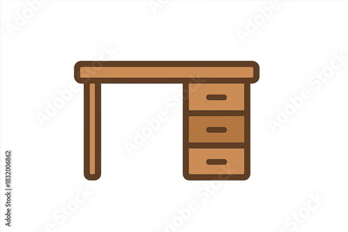 Wooden desk design with three drawers for home office or study setups