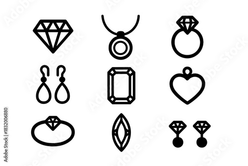 Various types of jewelry designs featuring diamonds and precious gemstones in simple styles for elegant accessories