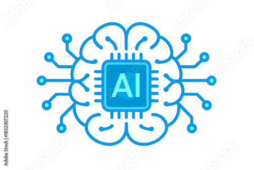 Visual representation of artificial intelligence concept showcasing brain and microchip design