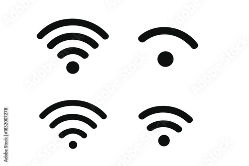 Modern wireless internet symbols displayed in a simple layout for easy understanding of connectivity status