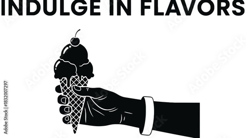 Delicious ice cream cone flavors hand holding sweet treat art