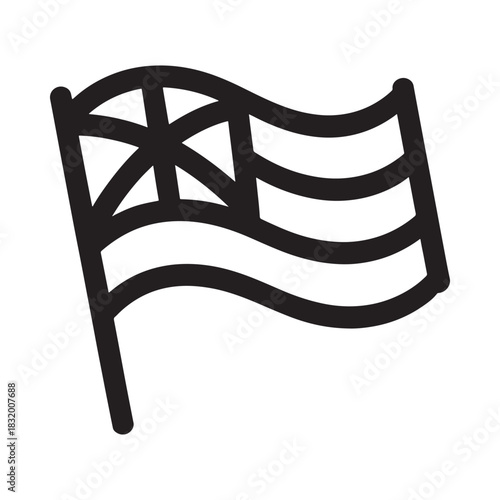 Simple black and white outline of the grand union flag