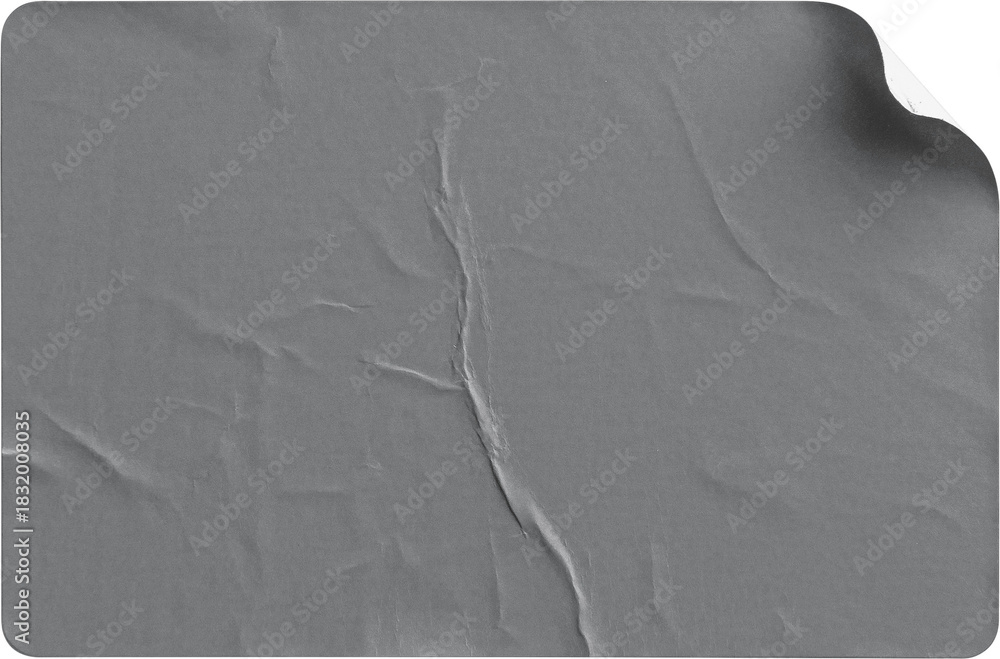 Naklejka premium Grey Sticker Top-Right Curl with Creases isolated on transparent background