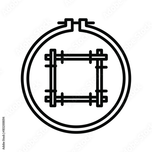 Embroidery Hoop with Cross Stitch Fabric Outline Icon
