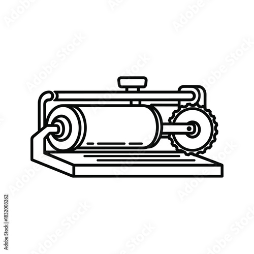 Manual Roller Machine with Gear Outline Icon