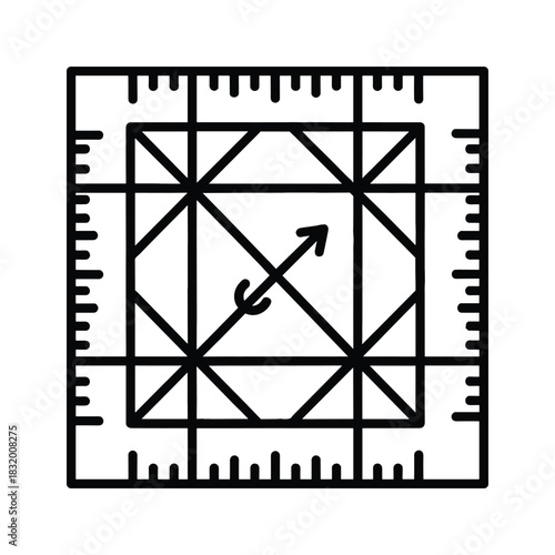 Square Ruler Grid with Resize & Rotate Arrow Icon
