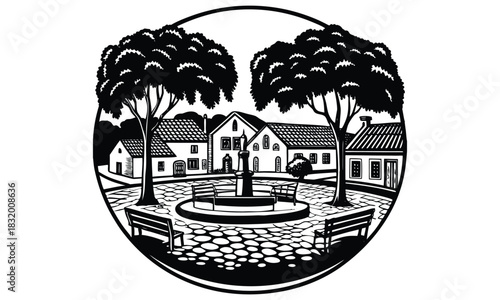 Hand-Drawn Cityscapes and Amusement Park Scenes