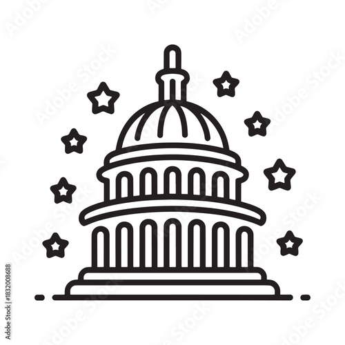 Iconic capitol building with stars symbolizing freedom