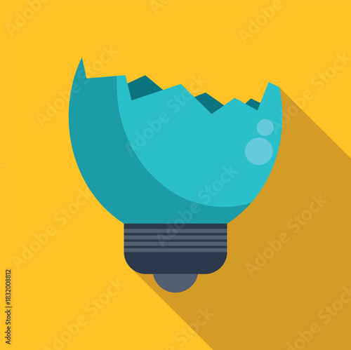 Broken light bulb illustrating symbol of a shattered idea or concept failure