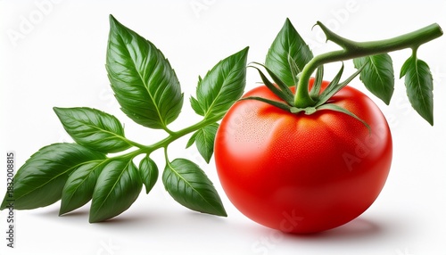 tomato on a branch with a leaves no background