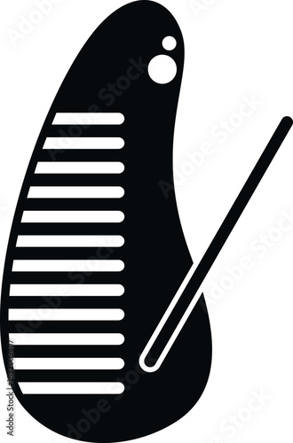 Guiro percussion instrument in black and white silhouette for music design
