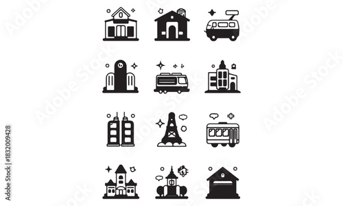 Hand-Drawn Cityscapes and Amusement Park Scenes