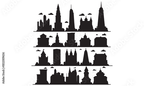 Hand-Drawn Cityscapes and Amusement Park Scenes