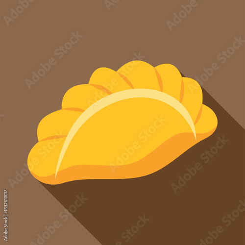 Empanada pie or pastry as a simple flat icon with long shadow
