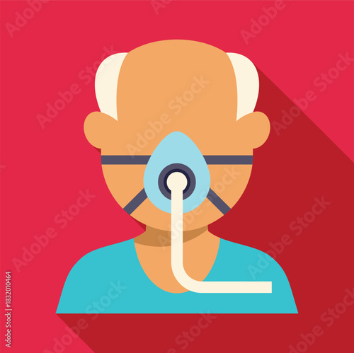 Elderly patient receiving oxygen therapy with face mask