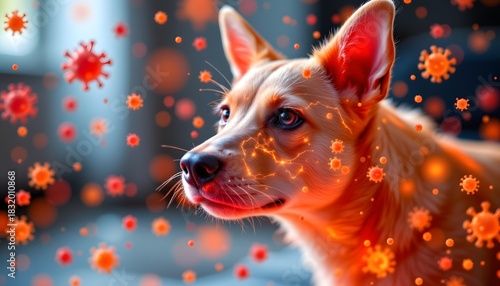 dog lymphatic system glowing with widespread immune response.