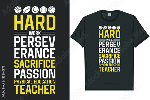 Physical education teacher gym fitness healthy life physical exercise typography graphics tshirt design
