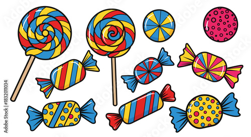 Delightful candy assortment for sweet treats and vibrant designs, perfect for party invitations, colorful backgrounds, and cheerful celebrations